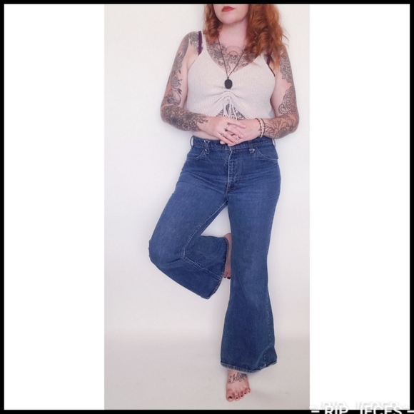 Levi's Denim - 1970s 12in bellbottom levis orange tab jeans